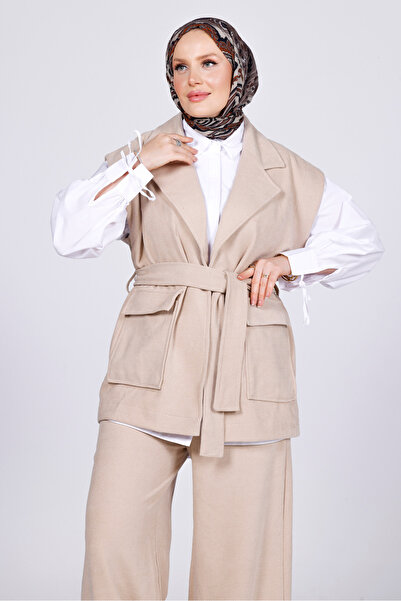 My City 6054 - Stylish Comfortable Thick Belted Vest Pants Women's Set
