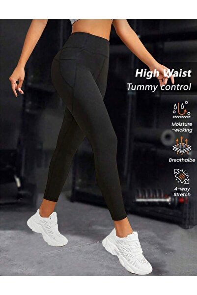 LACKH High Waist,Stretchy,Solid Color Leggings Comfortable Soft Stylish Style for Fitness with Side Pocket # Tights