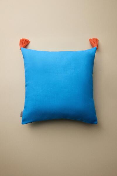 Vanilla Home Husă pentru pernă cu ciucuri Color Think cu imprimeu