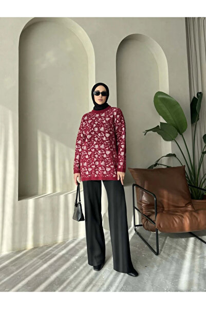 Nefise Angora Çiçek Desenli Tunik