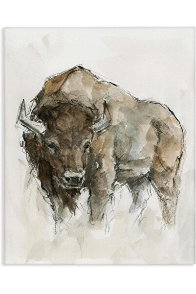 Slasa لوحة فنية جدارية من قماش الجاموس الأمريكي الغربي - ديكور منزلي ريفي للحياة البرية (30 × 40 سم مؤطرة)