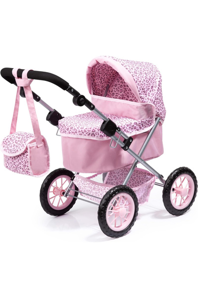 Bayer Carucior pliabil pentru papusi tip landou Trendy Pink Leopard cu maner ...