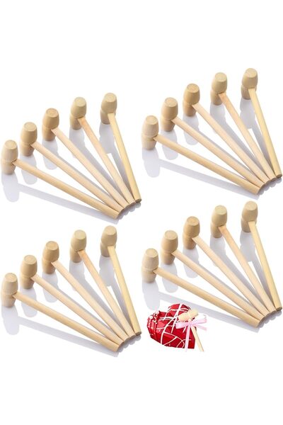 Paporich 20-Pack Small Wooden Heart Chocolate Hammers – Multipurpose Kids' Party & Craft Hammers