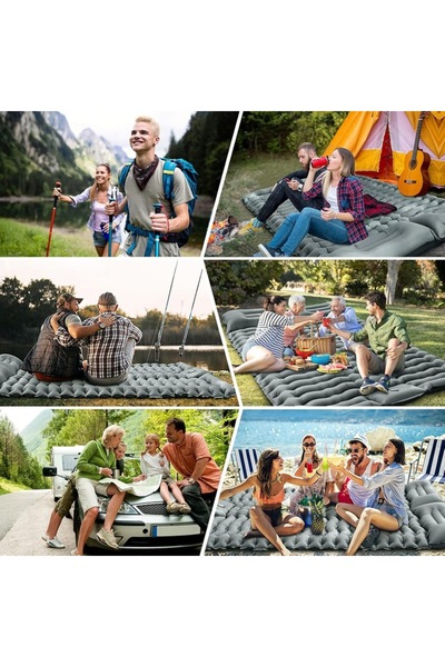 OEM Yuzonc double camping mattress with self-inflation and foot pump, gray