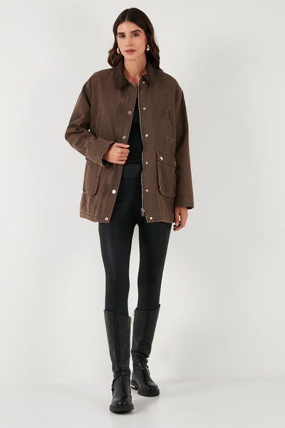 Lela Μπουφάν Regular Fit με γιακά και βελούδινη επένδυση καρό Μπουφάν Παλτό MONT 6810330