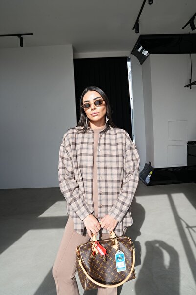 Özge Özgenç Ekoseli Oversize Gömlek