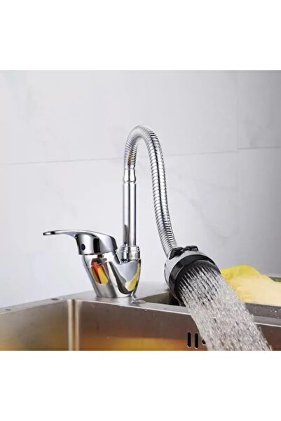 OEM Baterie Bucatarie Crom Lucios LB003, Pipa Flexibila, Cartus Ceramic, Set Complet cu Racorduri si Sis