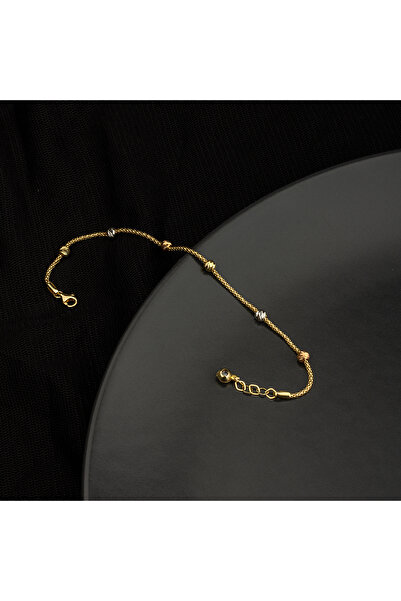 KazarKuyumculuk 3 Renk Sarı-Beyaz-Rose Toplu 14 Ayar Altın Dorika Kadın Bileklik