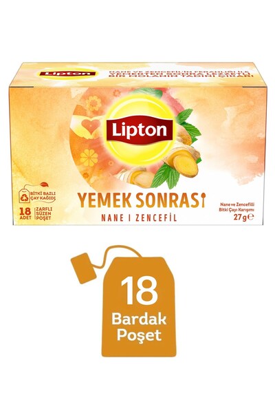 Lipton Yemek Sonrası Nane ve Zencefil Bitki Çayı Karışımı 18li