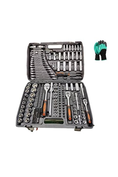 Lider 216-piece socket set, chrome vanadium, sizes 1/2, 3/8, 1/4, 5/16, with ...