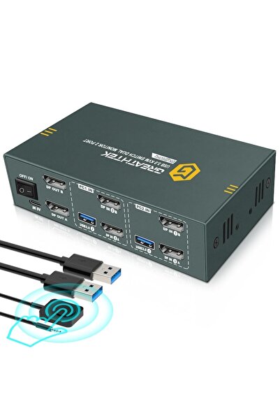 OEM Comutator KVM pentru 2 PC-uri, 2 monitoare, 8K 60Hz, 4K 120Hz, 3 porturi USB 3.0