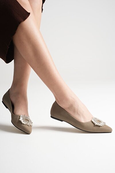 MARCHEO Arden Women's Beige Suede Ballerina Shoes