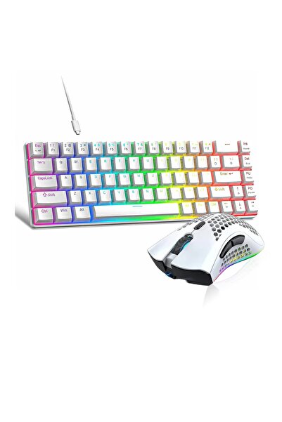 Timebox Set de gaming: Tastatură mecanică 60% (comutator roșu, taste PBT) + m...