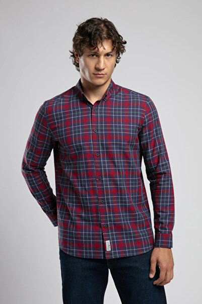 Lee Cooper Βαμβακερό πουκάμισο με κανονική εφαρμογή καρό μακρυμάνικο πουκάμισο ανδρικό πουκάμισο 261 LCM 241075 2562