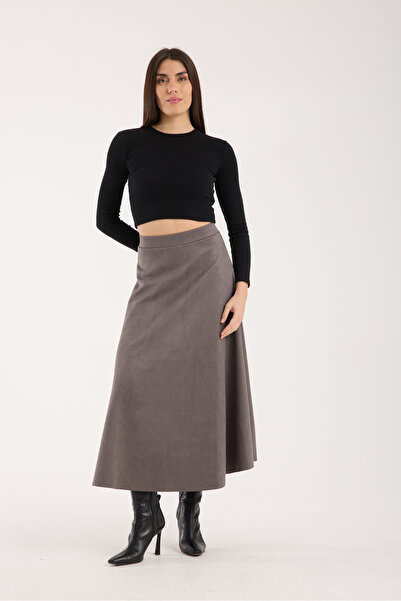 TheyYou Γυναικεία Φούστα Hijab Suede Flared Maxi