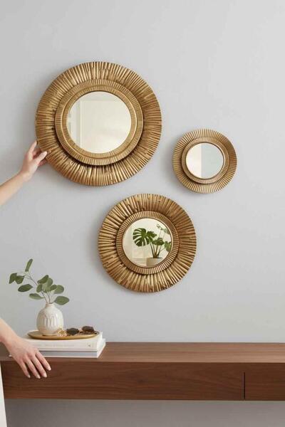 ROSSEV Solar Gold Kabartmalı 3'lü Ayna Seti