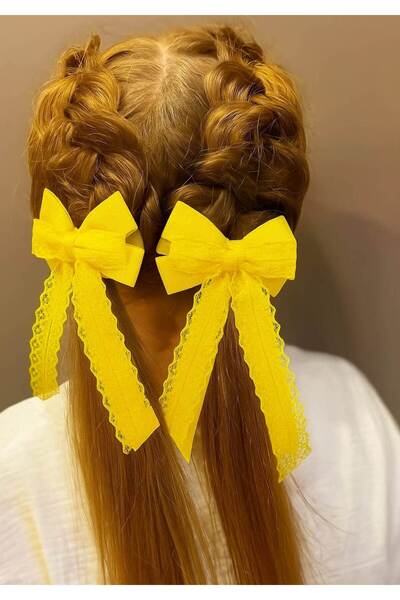 Atılgan Grp Kızlar İçin Dantelli Lastikli Toka, Okul Tokaları, 2 Adet Fiyonk ...