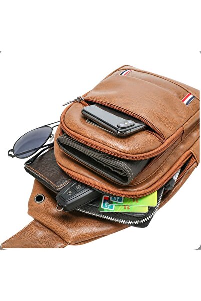 Zen Store BLACK New Fashion Men's PU Leather Crossbody Chest Shoulder Sling Bag (Waterproof)