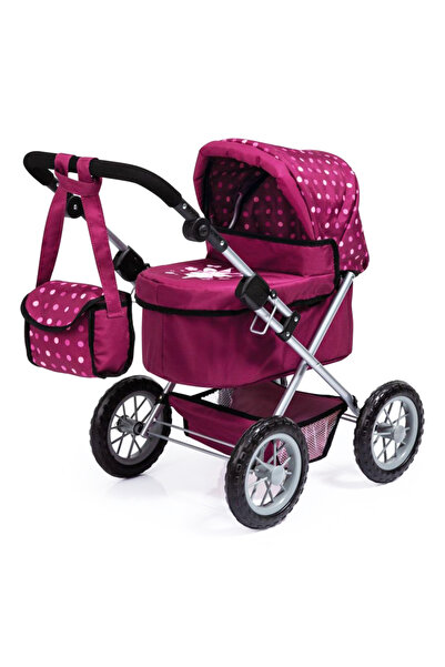 Bayer Carucior pliabil pentru papusi tip landou Trendy Buline bordo cu maner ...