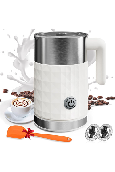 Generic Milk Frother and Steamer, 4-in-1 Electric Coffee Frother, Hot and Cold Milk Steamer(White)