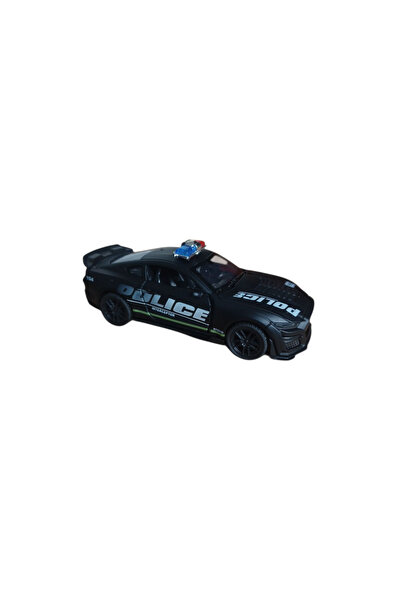 Vision XXI Ford Mustang Dark Horse Police Car, Metallic, Scale 1:36, Spring Mechanism, 12 cm, Black