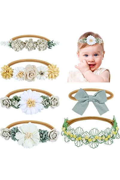 Generic 6-Piece Headband Set for Baby and Toddler Girls - Floral & Bow Hair Accessories