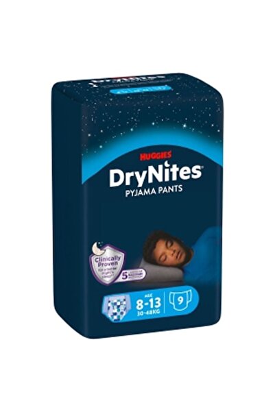 Huggies Pantaloni scurți de noapte DryNites 8-13 ani, băieți, 30-40 kg, 9 bucăți
