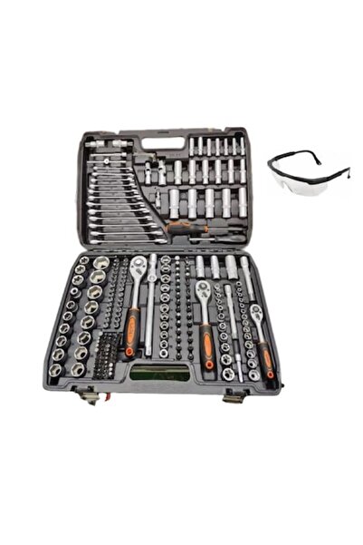Lider 216-piece Socket Set, Chrome Vanadium, Sizes 1/2, 3/8, 1/4, 5/16, Includes Goggles