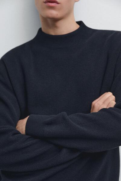 Massimo Dutti Dik yaka pamuklu triko kazak