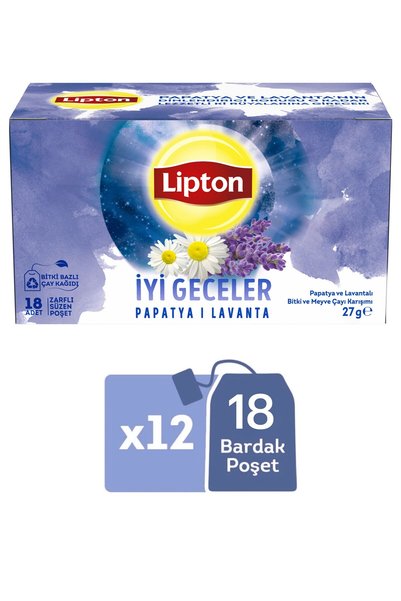 Lipton İyi Geceler Papatya ve Lavanta Bitki ve Meyve Çayı Karışımı 18li x 12 ...