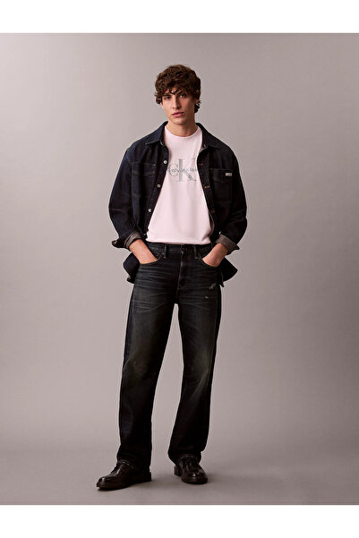 Calvin Klein Men's Regular Fit Round Neck Ck Logo Printed Cotton Short Sleeve Pink T-Shirt Lv04Rb862G-Tn9