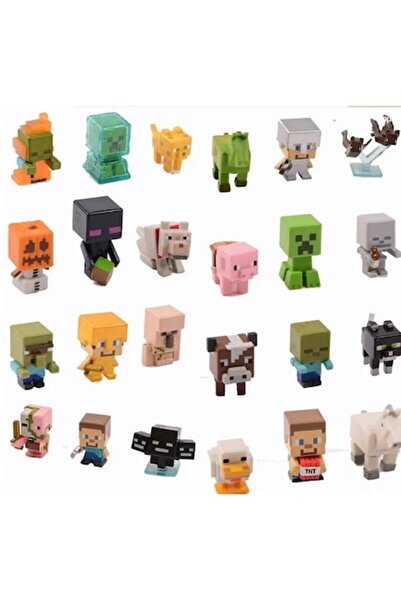 RESTEQ Set de 12 mini figurine Minecraft, RESTEQ, PVC, multicolor