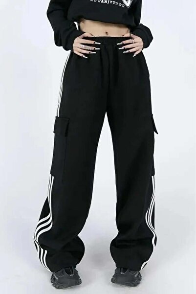 Karakedi Black Trousers with White Stripe Cargo Pocket