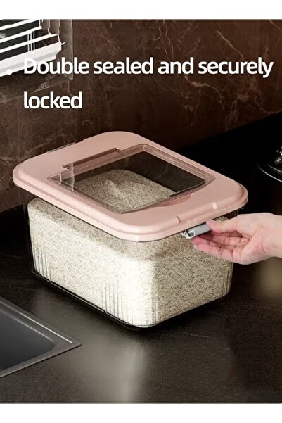 Generic 30L Rice Storage Container Rice Bucket Dispenser with Measuring Cup (40x31x24cm) White