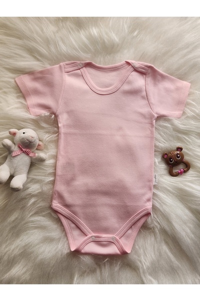 Nayinom %100 Pamuk Yarım Kol Pembe Kız Bebek Zıbını