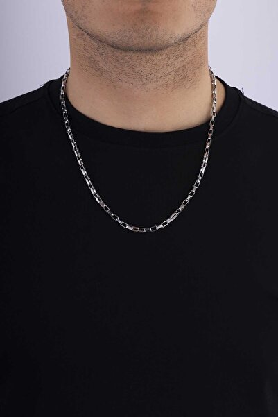 Gümüş Pazarım Interlocking Cube Model Men's Steel Chain