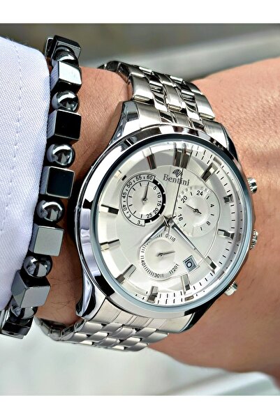 Bentini Men's Wrist Watch – Functional, Steel Band, Waterproof, 2-Year Warranty