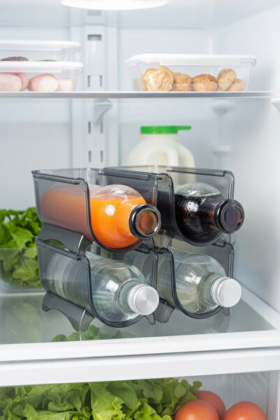 EVLE 4 Piece Refrigerator Bottle Organizer Set, Fridge Organizer Bottle Organizer