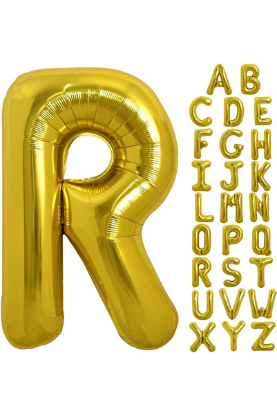 BALON DİYARI R Letter Balloon Gold Gold 78cm Large Size Compatible with Air a...
