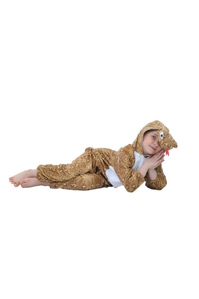 Toybox Kids Snake Costume Jumpsuit with Hood, Animal Fancy Dress, Party Outfit, Size L(6-7Years)