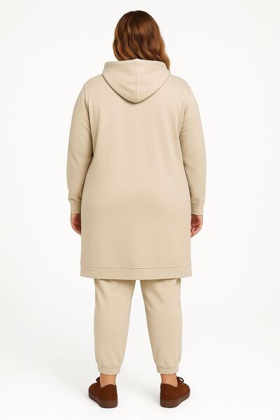 MAY MARA Plus Size 3-Ply 2-Piece Hooded Sharpened Long Side Slit Tracksuit Set