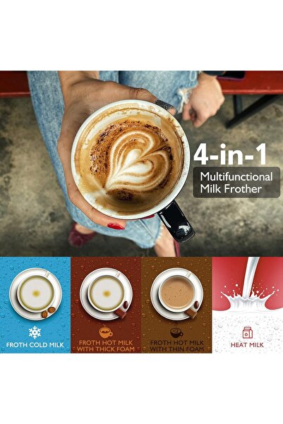 Generic Milk Frother and Steamer, 4-in-1 Electric Coffee Frother, Hot and Cold Milk Steamer(White)