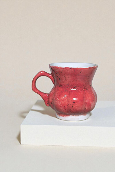 Sonmez Art Handmade Red Ceramic Mug – Organic Form & Special Speckled Glaze D...