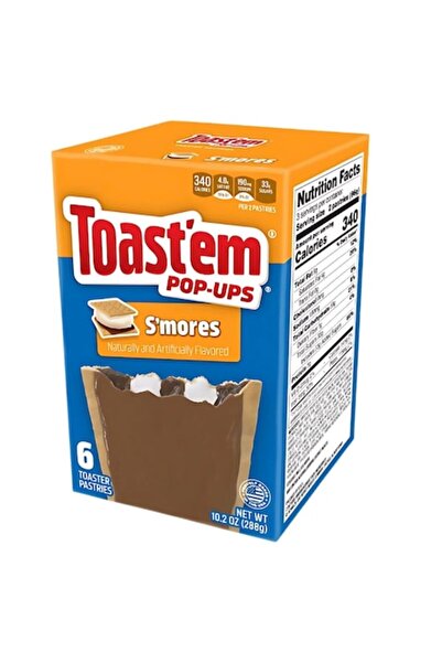 Toastem Toast'em Pop-Ups Frosted S'mores Biscuits, 288g, 6 pcs, chocolate & marshmallows