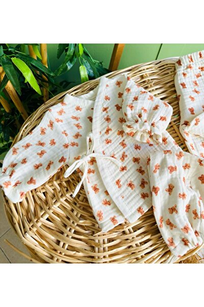 esilaaaksesuar Muslin 4-Piece Bear Set 100% Organic 100% Cotton