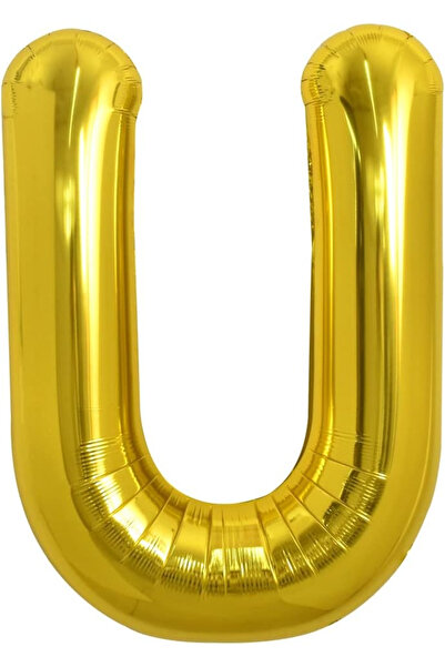 BALON DİYARI U Letter Balloon Gold Gold 78cm Large Size Compatible with Air a...