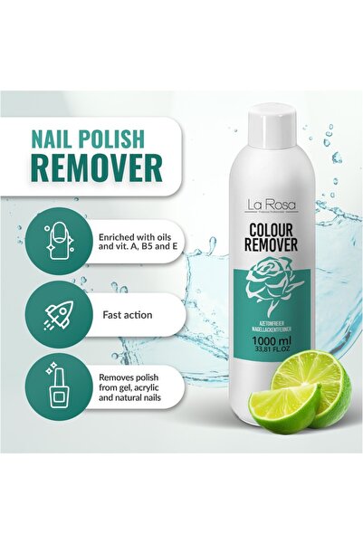La Rosa Productos Profesionales LaRosa Nail Polish Remover Acetone Free 1000 ml - Vitamin Complex, Gentle Removal and Intensive Nour
