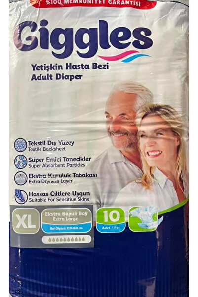 giggles Adult Diapers, XL, 120-160 cm, 10 pcs,