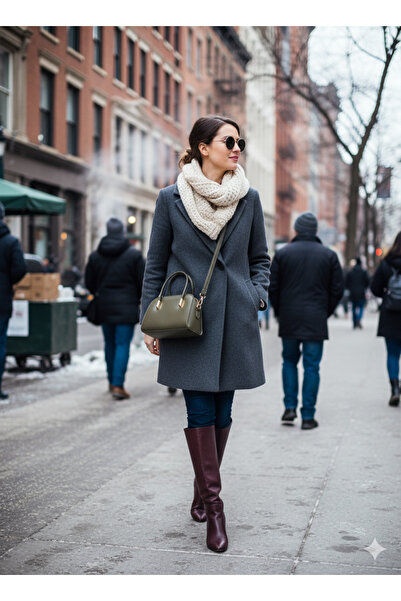 FABRİCA WEAR Casual Women's Hand and Shoulder Bag with Zipper Compartment and Adjustable Long Strap Detail