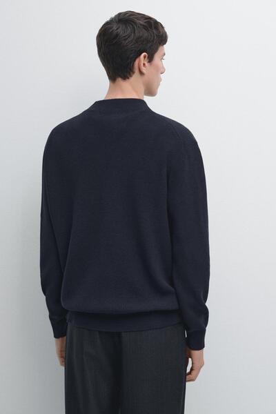 Massimo Dutti Dik yaka pamuklu triko kazak